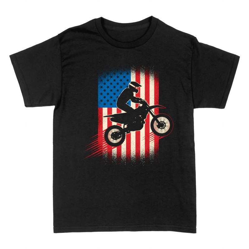 T-shirts: Motocross American Flag Silhouette