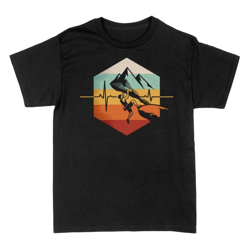 T-shirts: Rock Climber Heartbeat Retro Sunset