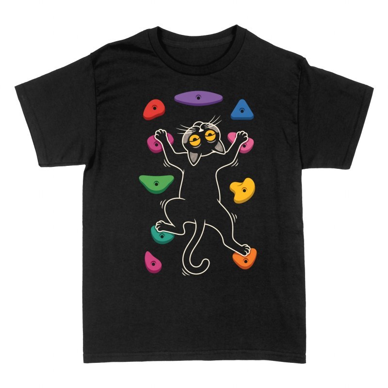 T-shirts: Climbing Black Cat on Bouldering Wall