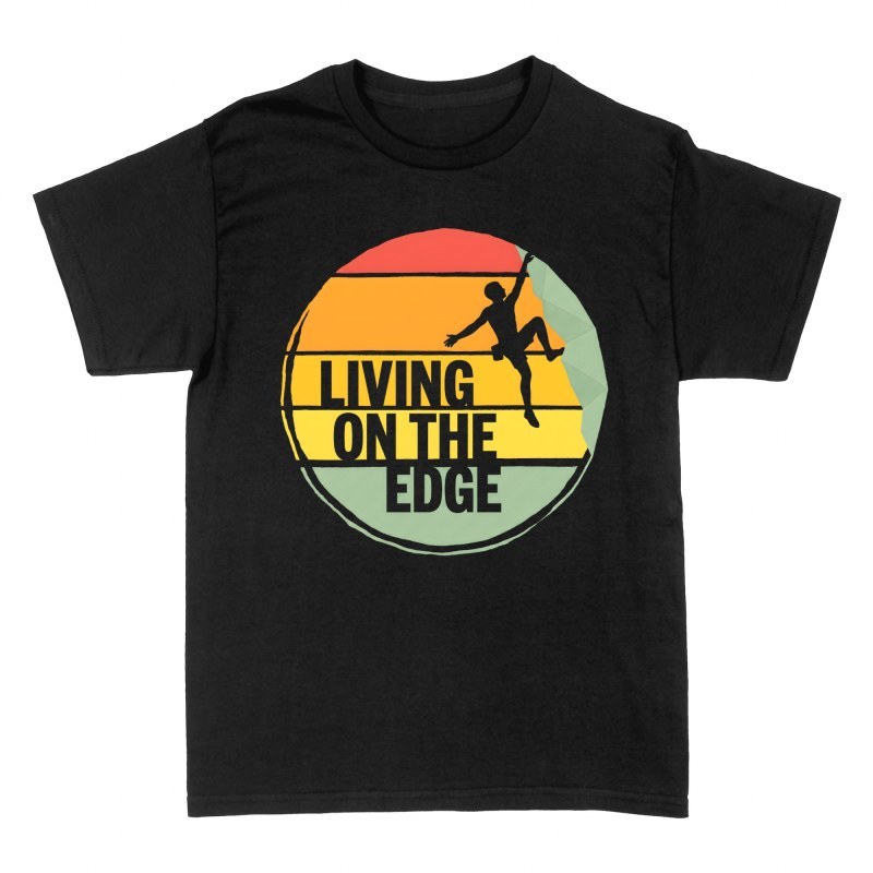 T-shirts: Living On The Edge Rock Climber Retro Sunset