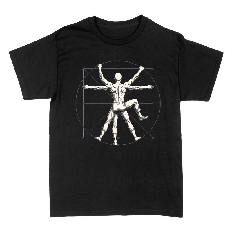 T-shirts: Vitruvian Man Putting on Pants