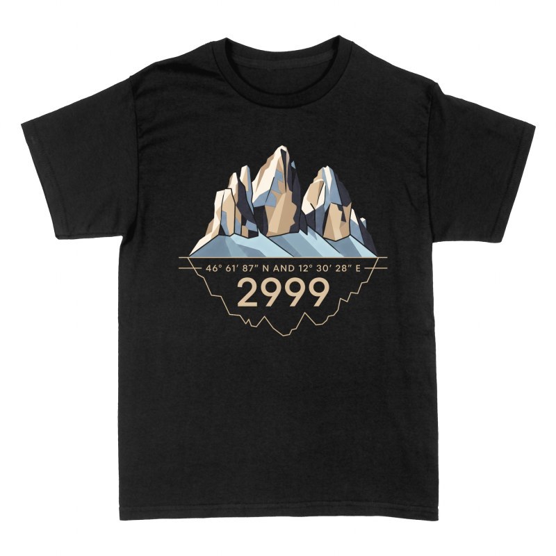T-shirts: Mountain Peaks Coordinates and Altitude 2999