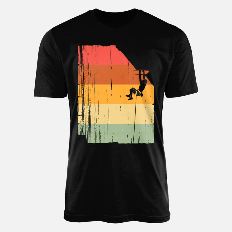 T-shirts: Retro Sunset Rock Climber Silhouette