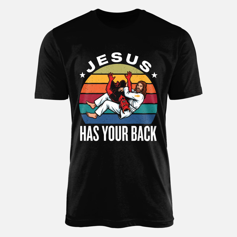 T-shirts: Jesus Has Your Back BJJ