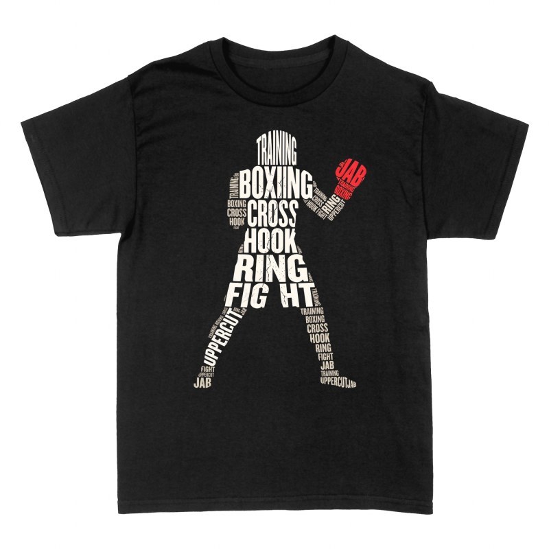 T-shirts: Boxing Word Cloud Silhouette