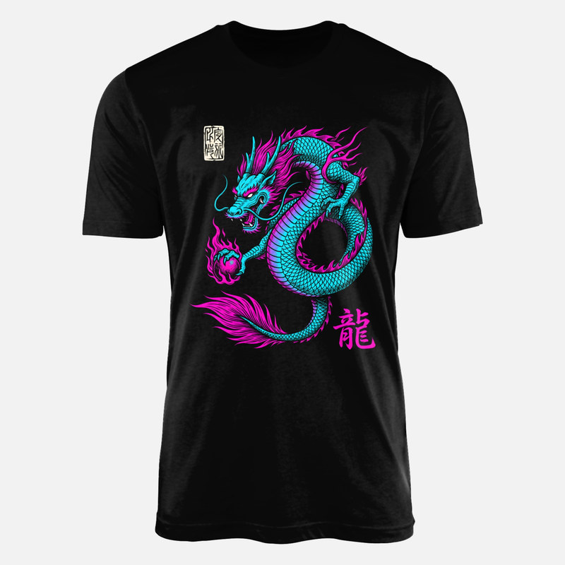 T-shirts: Japanese Dragon with Fire Pearl