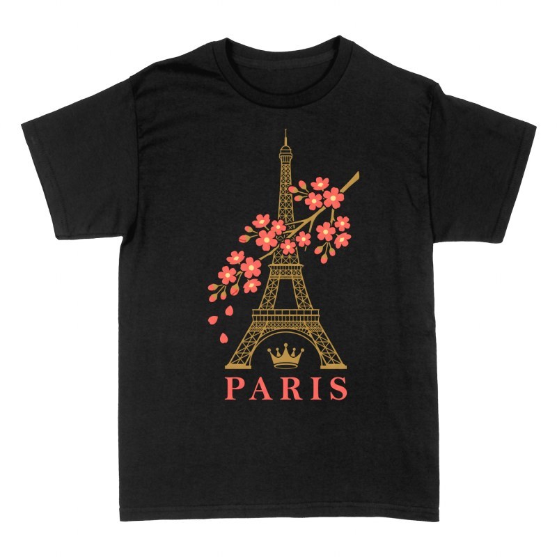 T-shirts: Paris Eiffel Tower with Cherry Blossoms