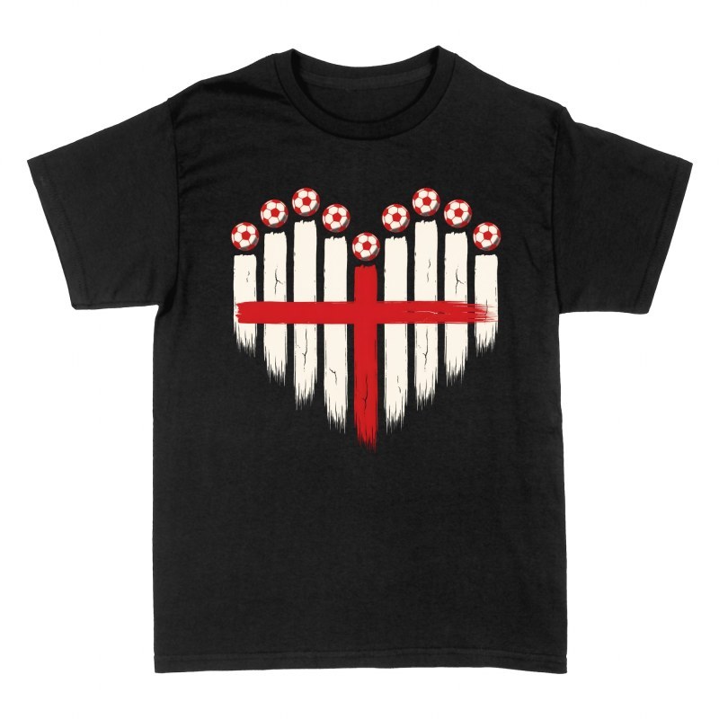 T-shirts: England Flag Heart and Footballs
