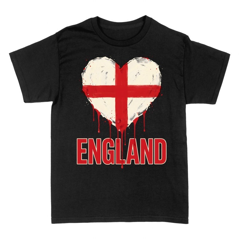 T-shirts: England Dripping Flag Heart