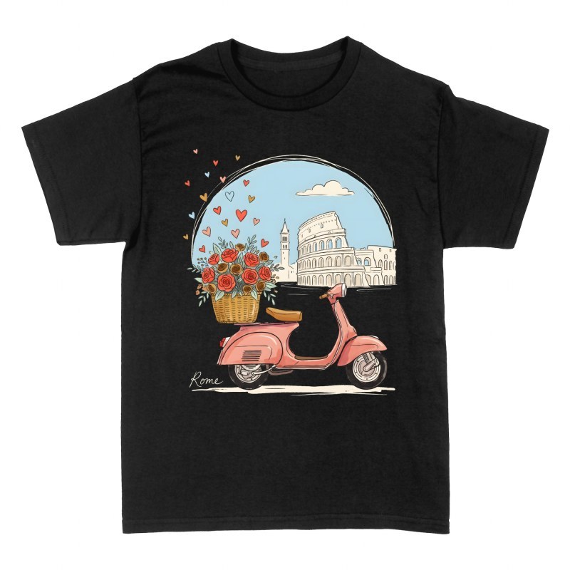 T-shirts: Rome Vintage Pink Scooter &amp; Colosseum