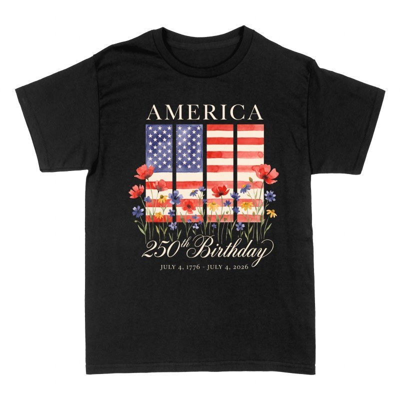 T-shirts: America 250th Birthday Floral Flag