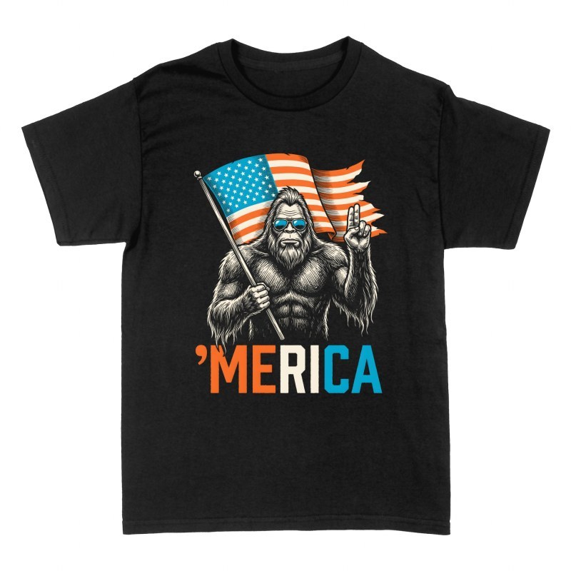 T-shirts: 'Merica Bigfoot with Flag