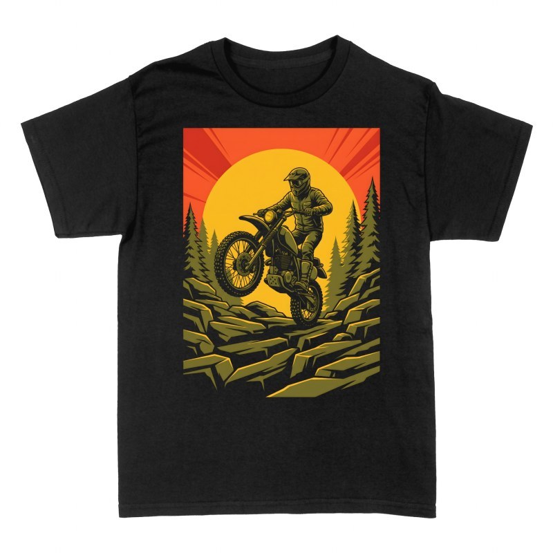 T-shirts: Enduro Rider Jumping Sunset
