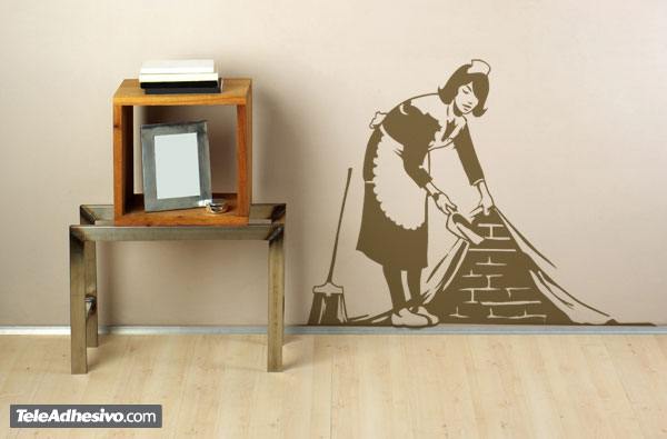 Wall Stickers: Cleaning girl, Bansky