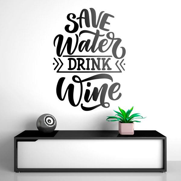 Wall Stickers: Save Water Drink Wine 0