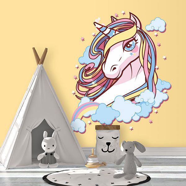 Wall Stickers: Unicorn among clouds