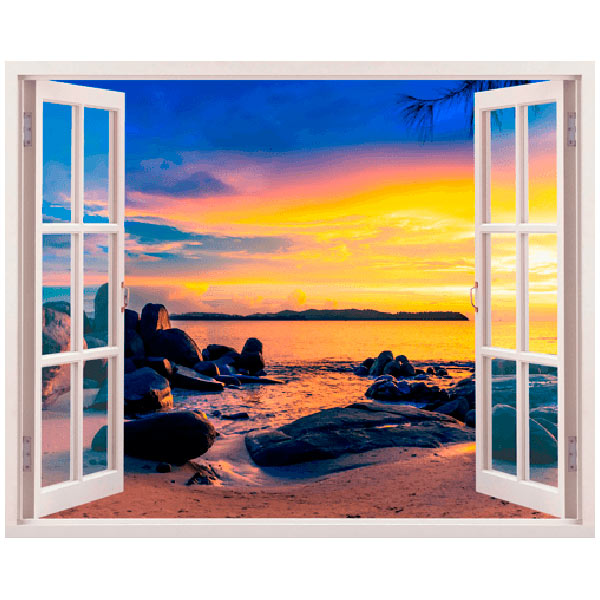 Wall Stickers: Sunset on the rocky beach