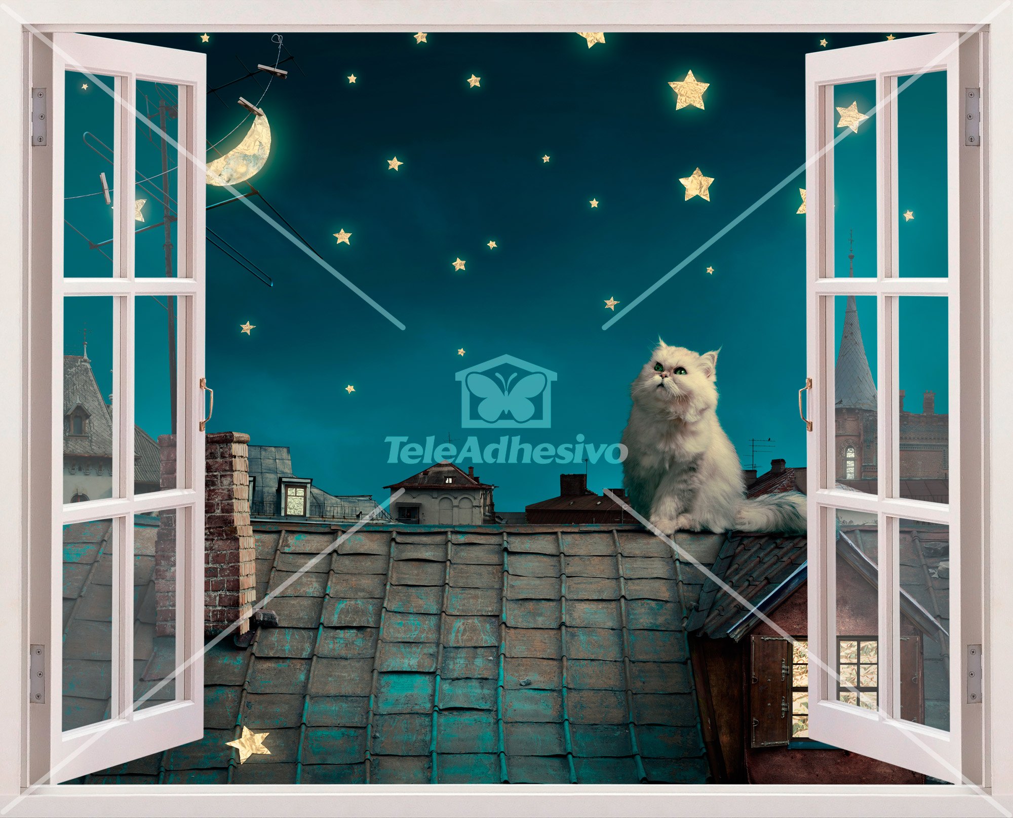 Wall Stickers: A cat on the roof