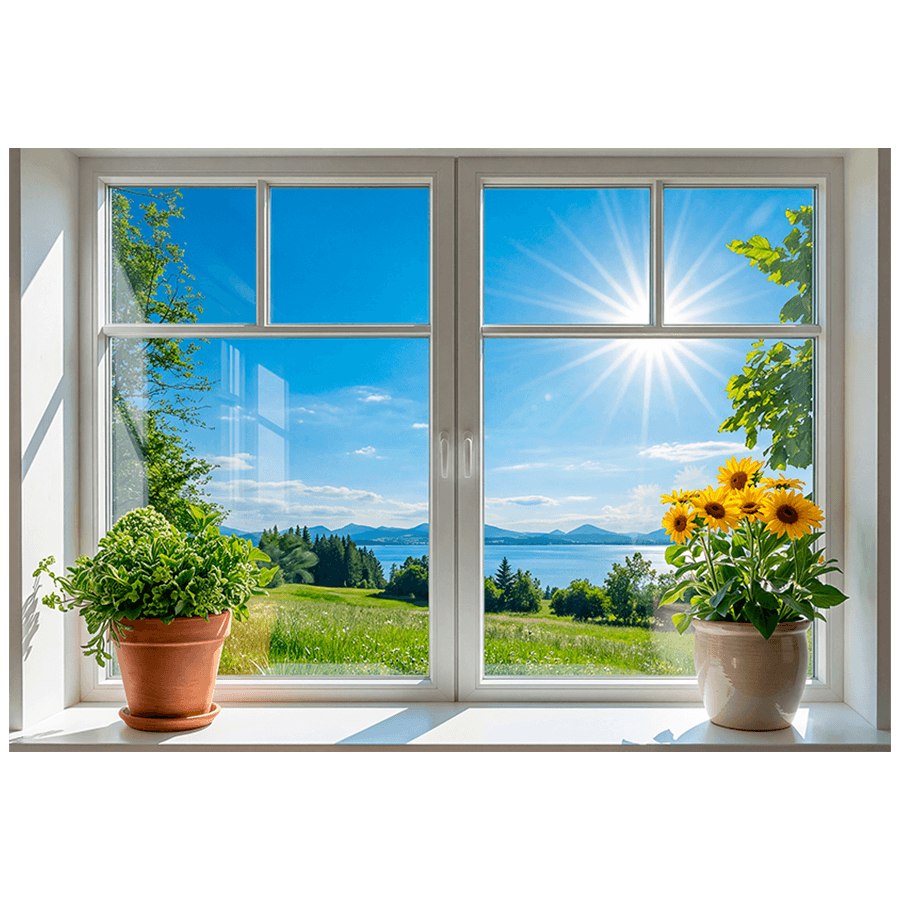 Wall Stickers: Window View of the Lake on a Sunny Day