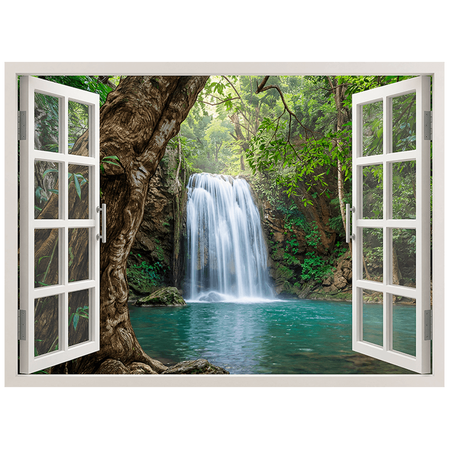 Wall Stickers: Window Waterfall Turquoise Lagoon