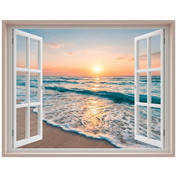 Wall Stickers: Sunset Beach View Window