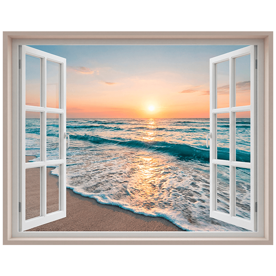 Wall Stickers: Sunset Beach View Window