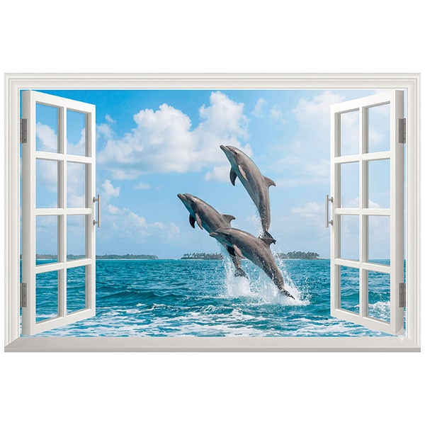 Wall Stickers: Jumping Dolphins Window