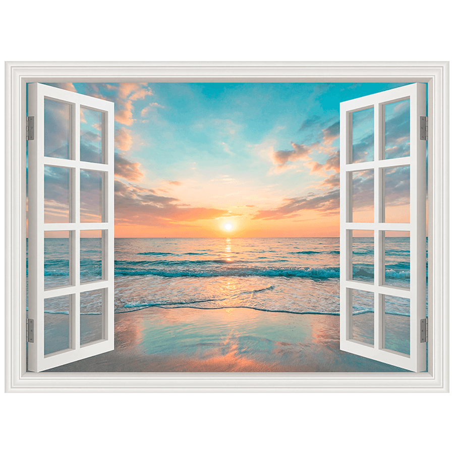 Wall Stickers: Sunset Ocean View Window