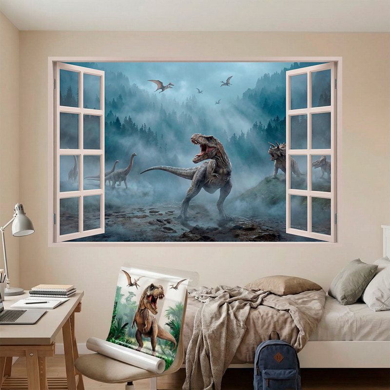 Wall Stickers: Prehistoric Dinosaur World Window