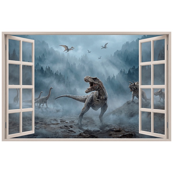 Wall Stickers: Prehistoric Dinosaur World Window