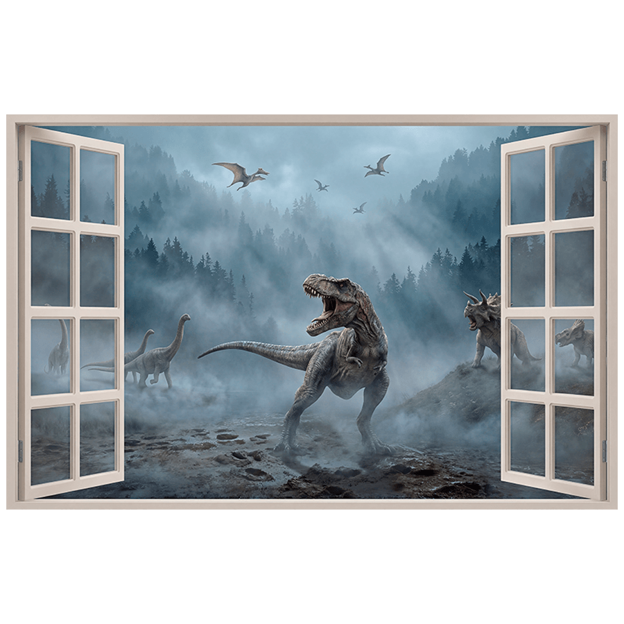 Wall Stickers: Prehistoric Dinosaur World Window