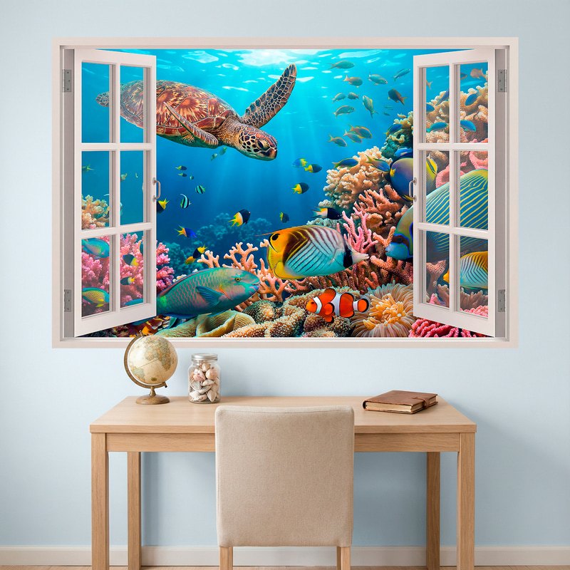 Wall Stickers: Tropical Underwater World Window