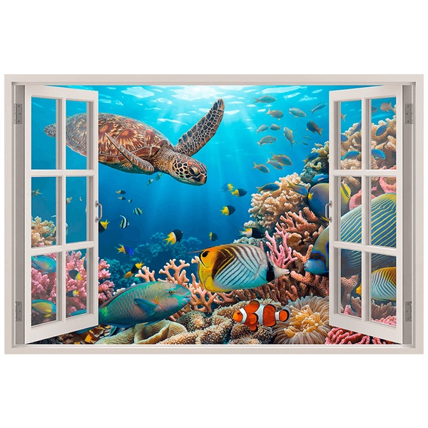 Wall Stickers: Tropical Underwater World Window