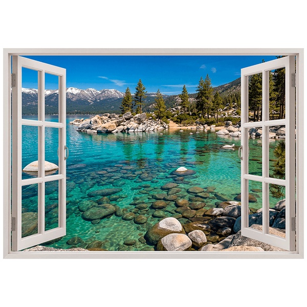 Wall Stickers: Turquoise Lake View Window