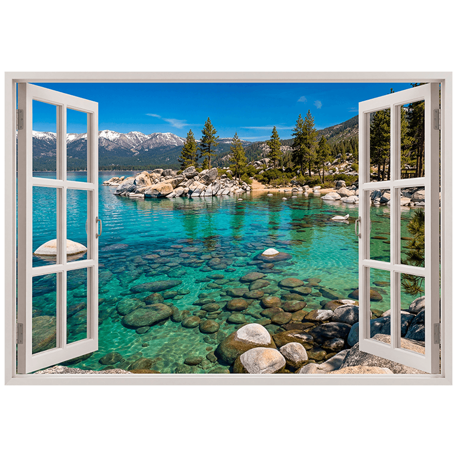 Wall Stickers: Turquoise Lake View Window
