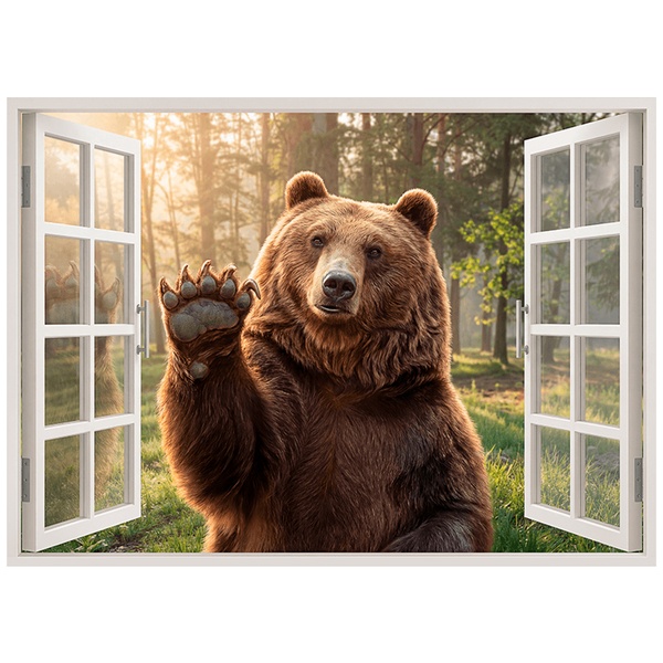 Wall Stickers: Waving Bear Window