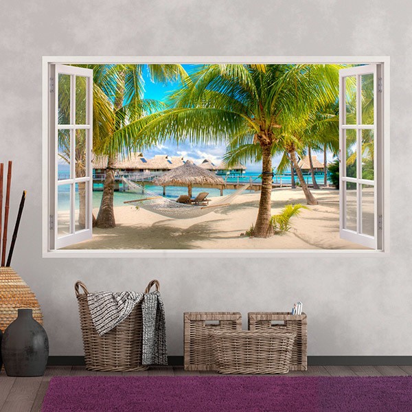 Wall Stickers: Panorama hammock on the beach