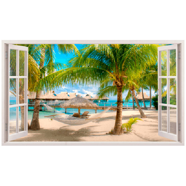Wall Stickers: Panorama hammock on the beach