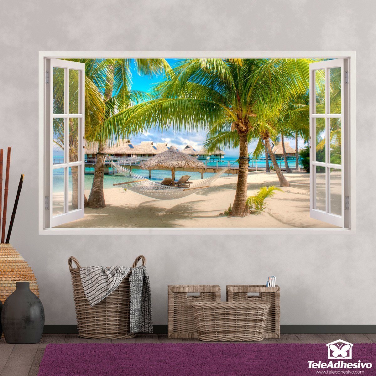 Wall Stickers: Panorama hammock on the beach