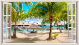 Wall Stickers: Panorama hammock on the beach 5