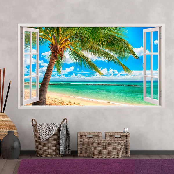 Wall Stickers: Big palm tree on the beach