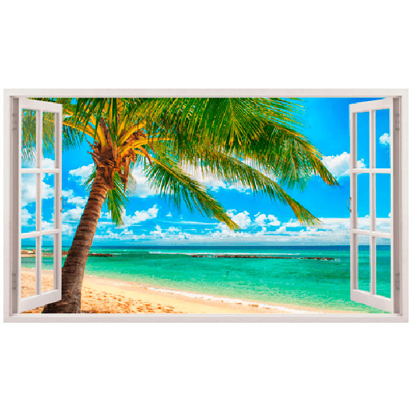 Wall Stickers: Big palm tree on the beach