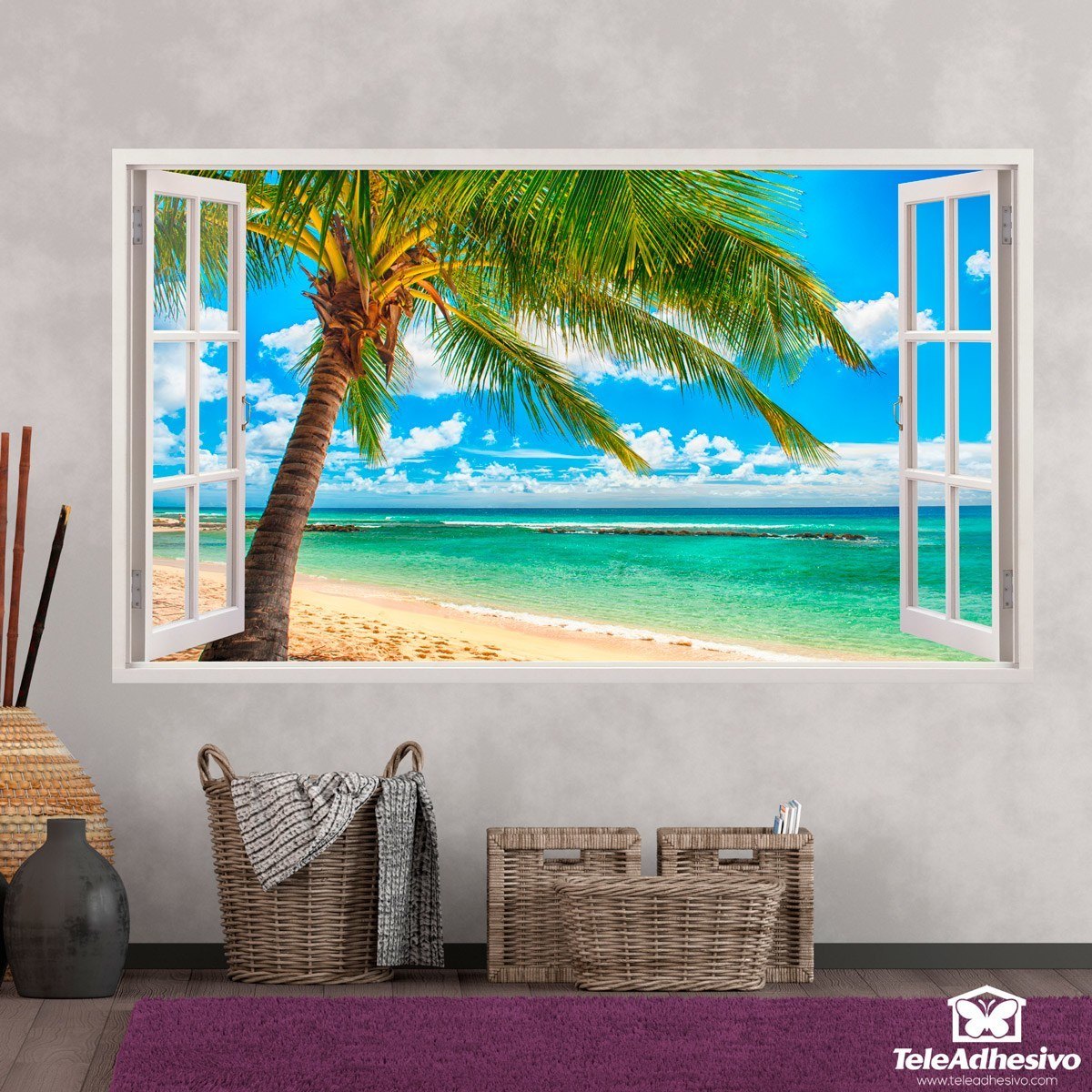 Wall Stickers: Big palm tree on the beach