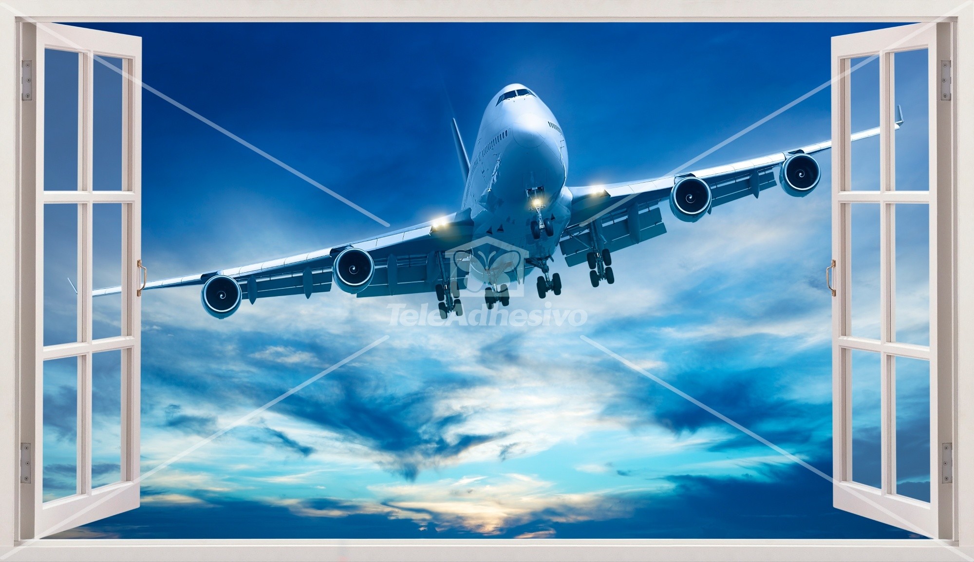 Wall Stickers: Commercial airplane flying