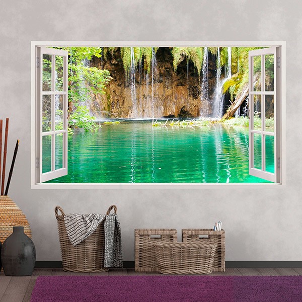 Wall Stickers: Panoramic Lake and waterfall