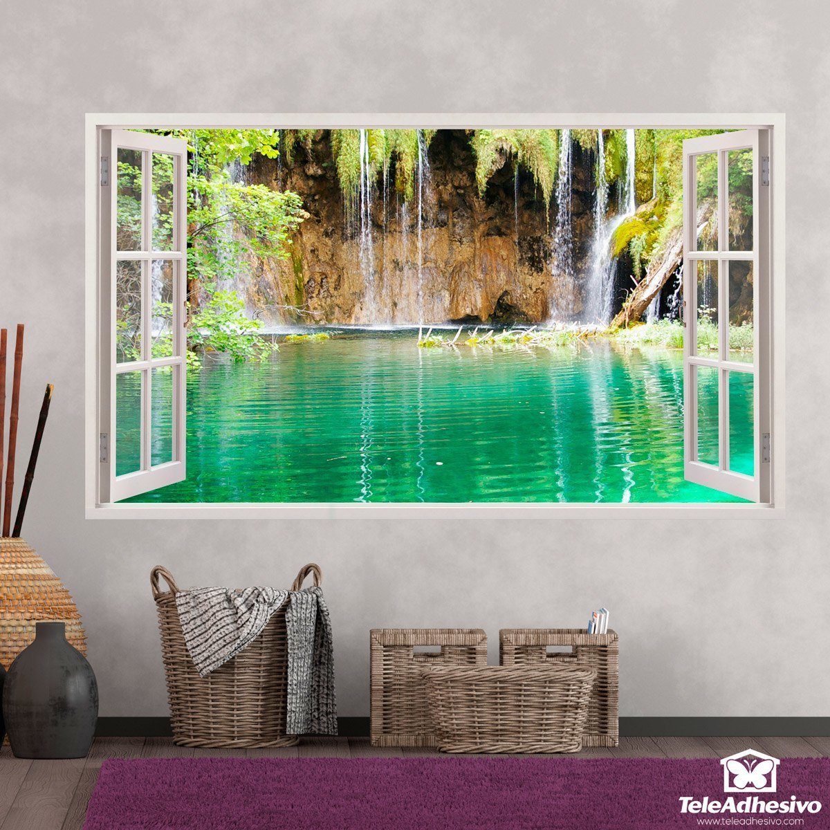 Wall Stickers: Panoramic Lake and waterfall