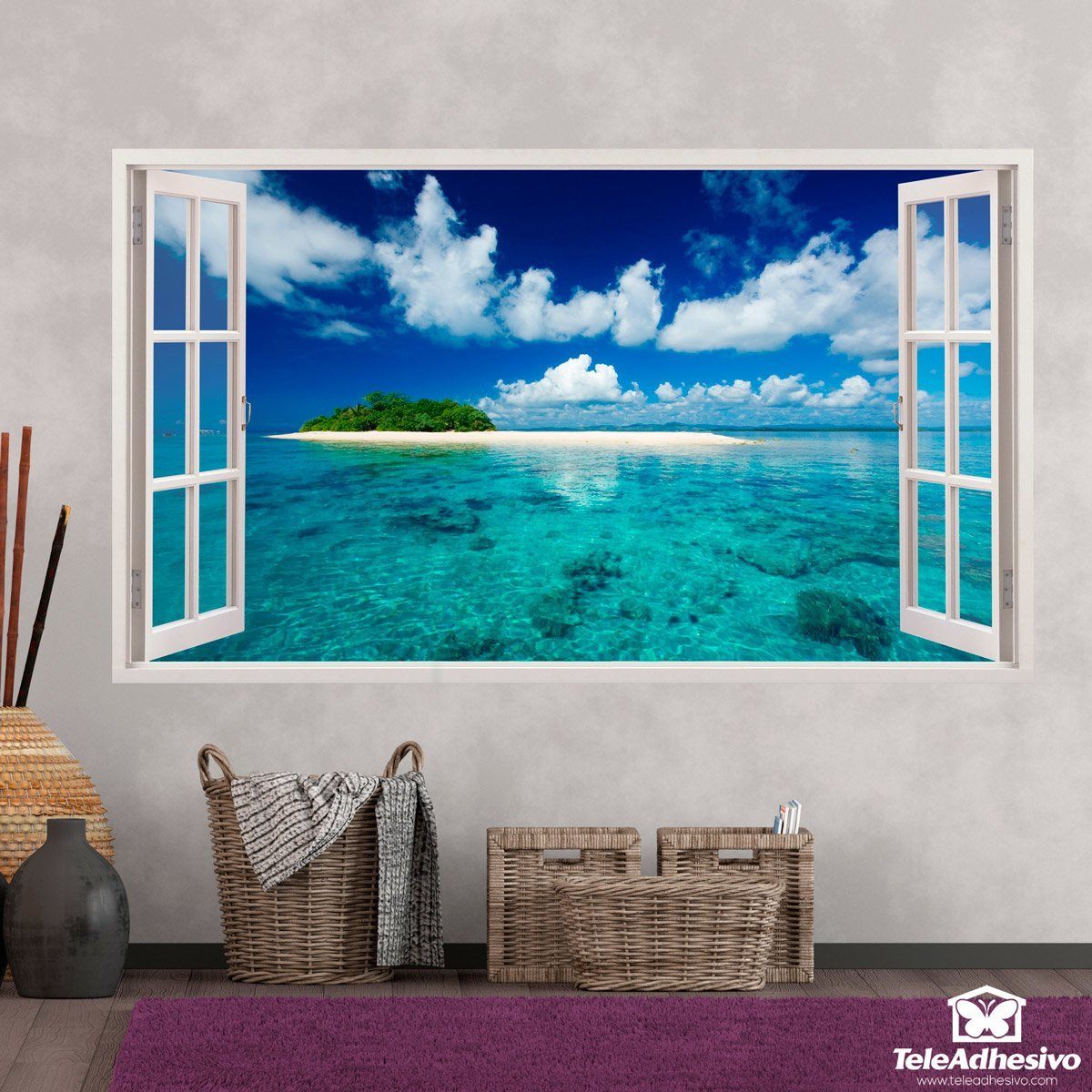 Wall Stickers: Panorama sea and island in the Caribbean