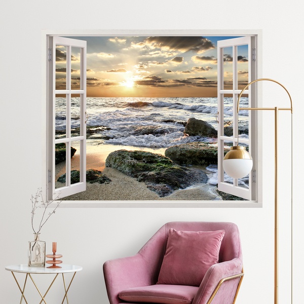 Rocky Beach Sunset Window 0