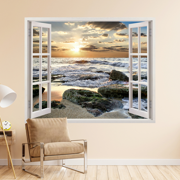 Rocky Beach Sunset Window 3