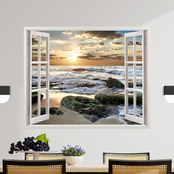 Rocky Beach Sunset Window 4